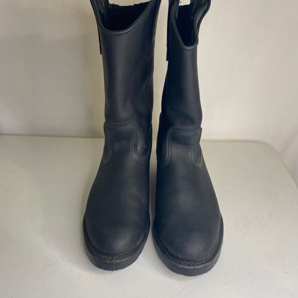 Mens Vintage Redwing Pecos 1116 Black Leather Cowboy Work Boots Pull On Size 7.5 - Picture 2 of 13